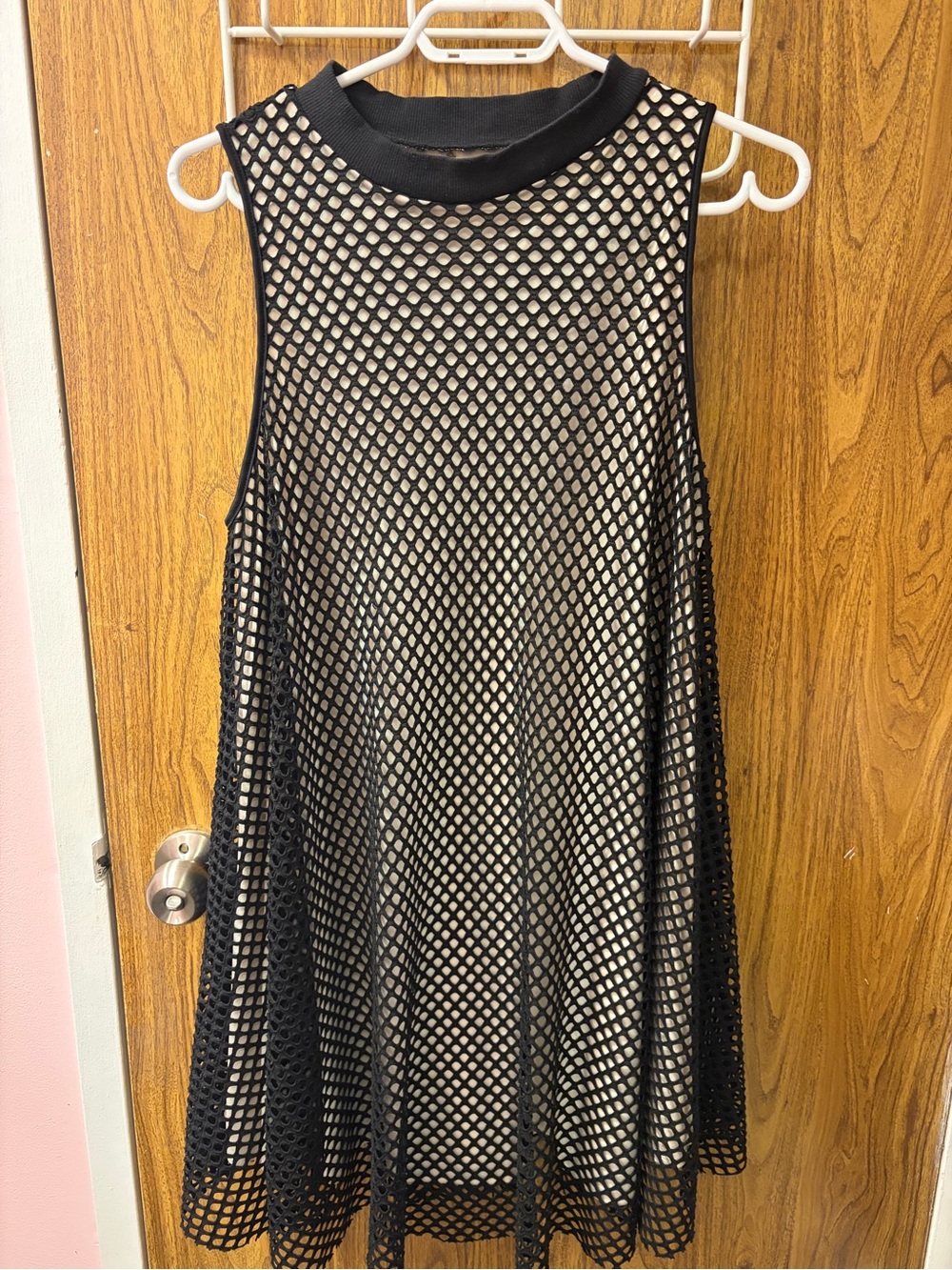 Buffalo David Bitton Black Fishnet Overlay Sleeveless Dress